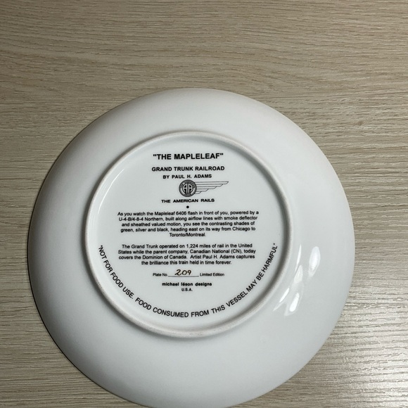 THE MAPLELEAF - GRAND TRUNK RAILROAD PLATE Limited Edition #209 Paul Adams - Picture 3 of 9